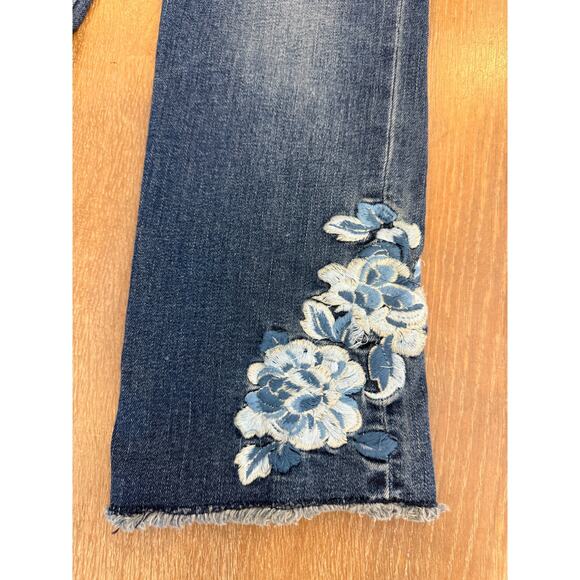 POLO RALPH LAUREN Denim Jeans Youth Girls size 14 Embroidered Floral Cropped - Picture 3 of 8